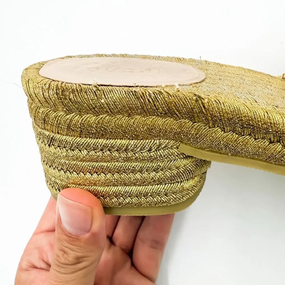 Gucci GG Sandals Leather Espadrille Mules EU 37 US 8